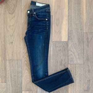 RAG & BONE Dark Wash Mid- Rise Skinny Denim